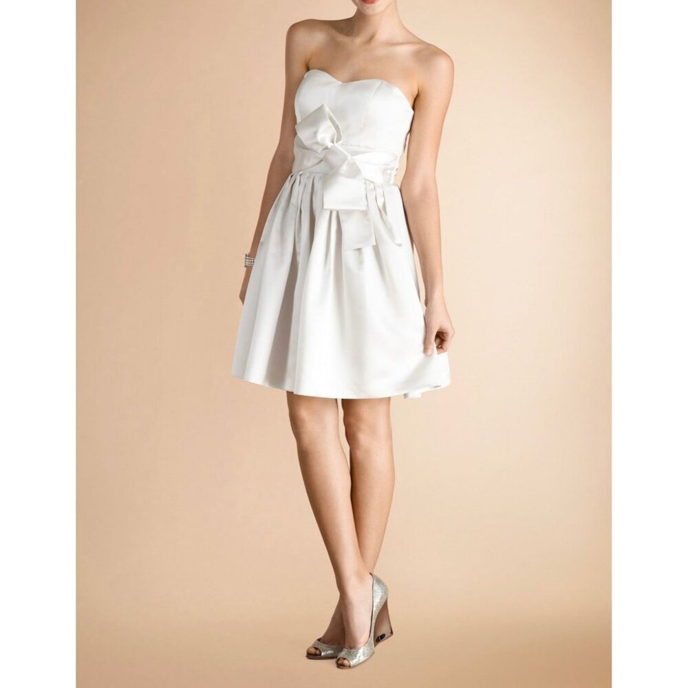 Donna Morgan Ivory Strapless Bow Party Dress